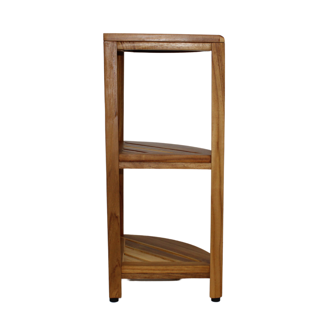EcoDecors® SnazzyCorner® 27.5"H Teak Wood 3-Tier Corner Shelf – EarthyTeak Finish