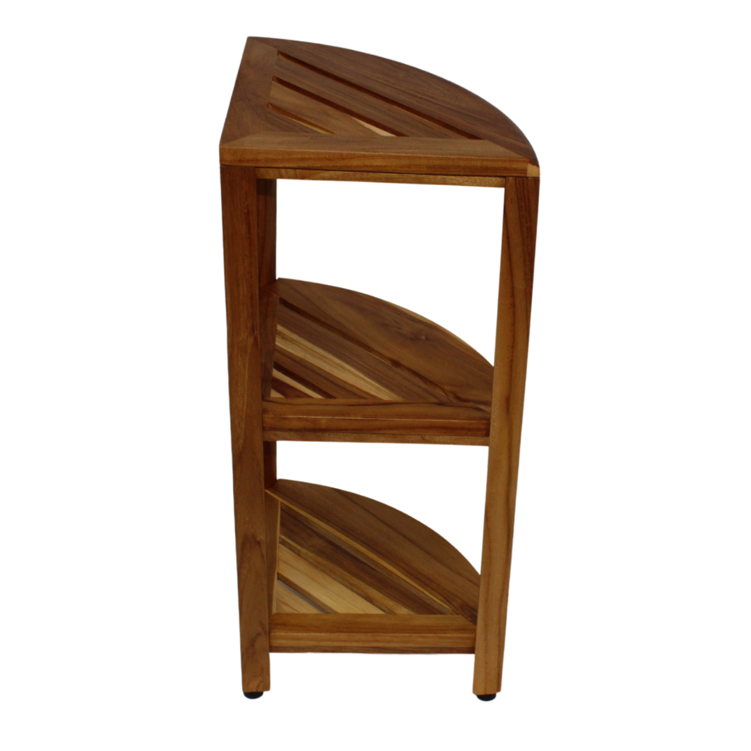 EcoDecors® SnazzyCorner® 27.5"H Teak Wood 3-Tier Corner Shelf – EarthyTeak Finish