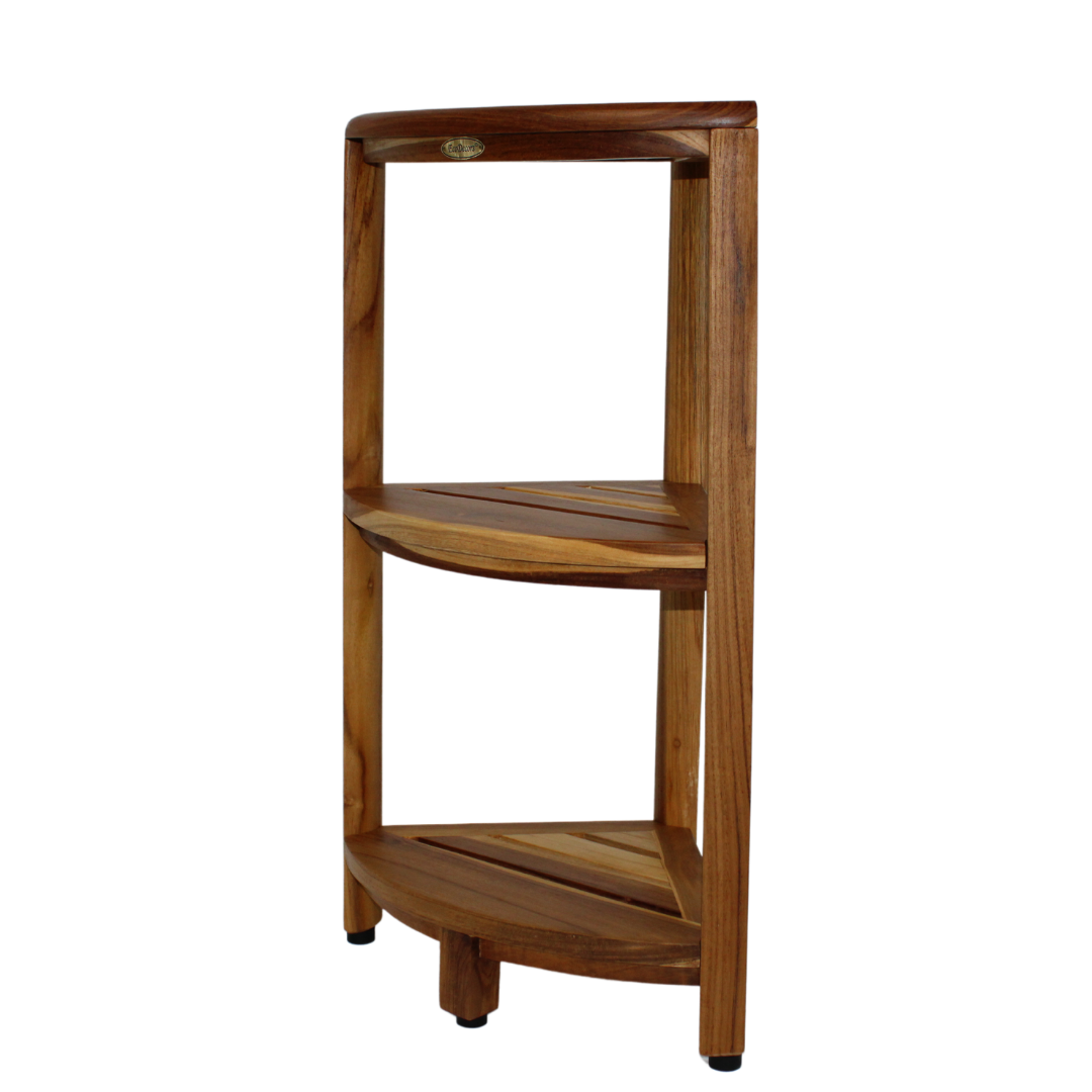 EcoDecors® SnazzyCorner® 27.5"H Teak Wood 3-Tier Corner Shelf – EarthyTeak Finish
