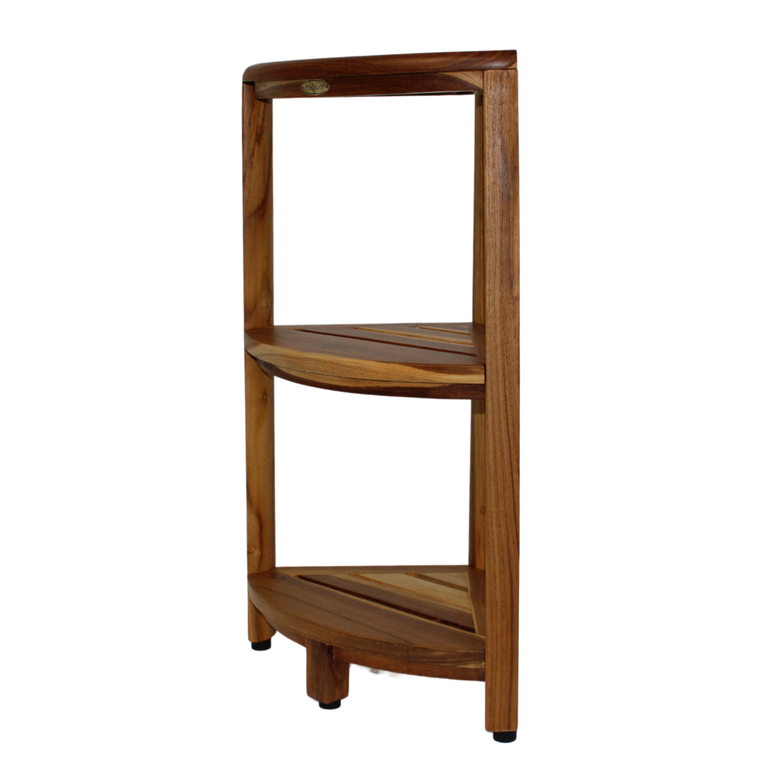 EcoDecors® SnazzyCorner® 27.5"H Teak Wood 3-Tier Corner Shelf – EarthyTeak Finish