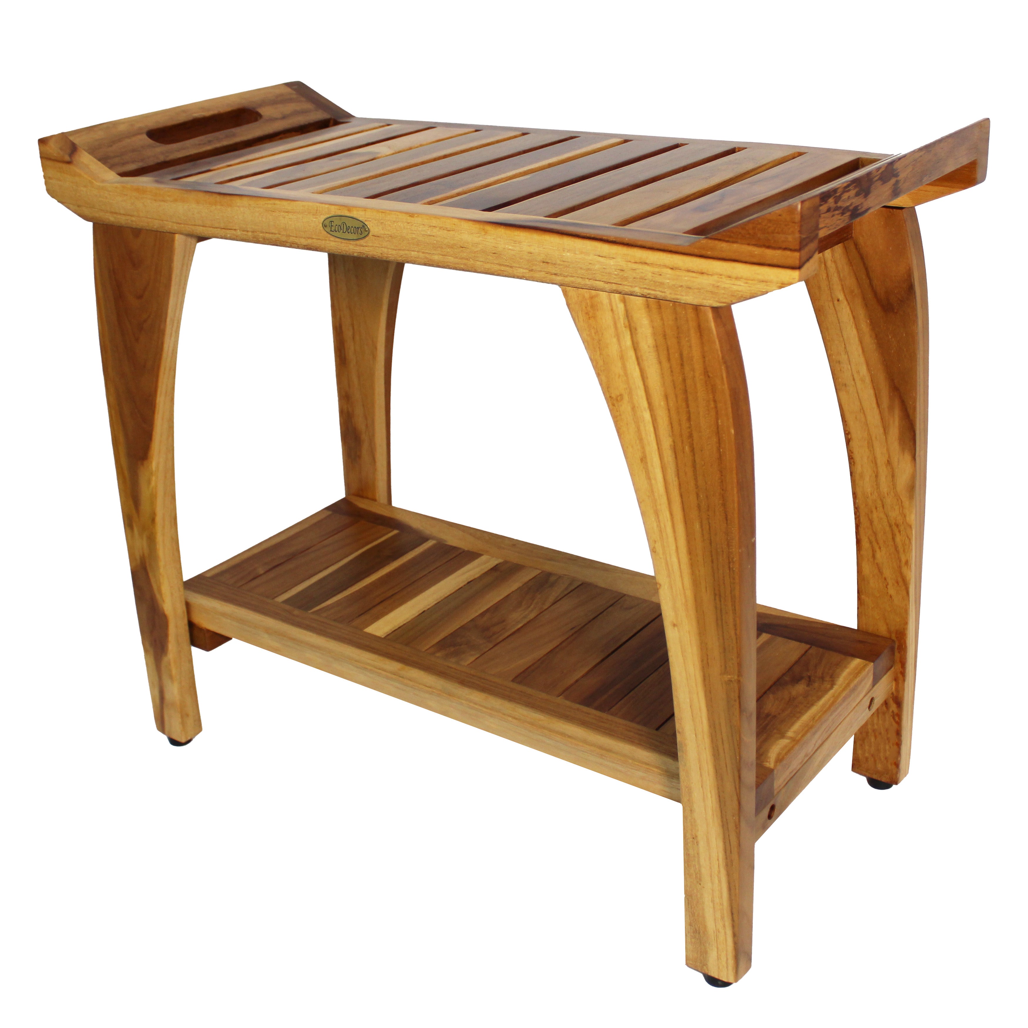 EcoDecors Tranquility 30" Shower Bench- Extended Height- 24" - Earthy Teak