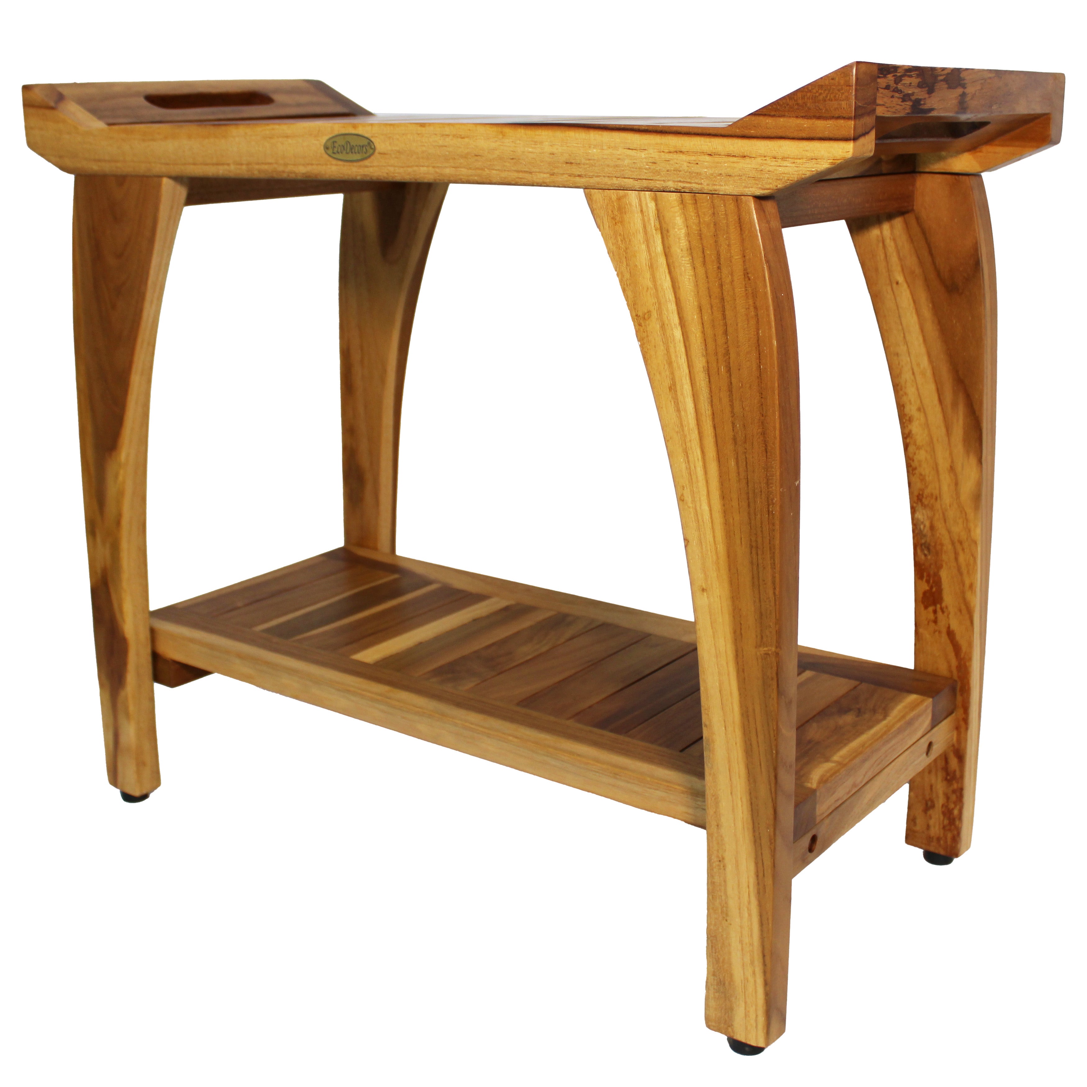 EcoDecors Tranquility 30" Shower Bench- Extended Height- 24" - Earthy Teak