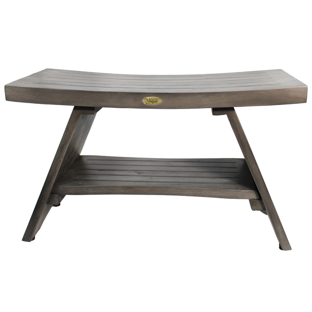 CoastalVogue® Serenity® Antique Gray 30"L Teak Shower Bench With Shelf