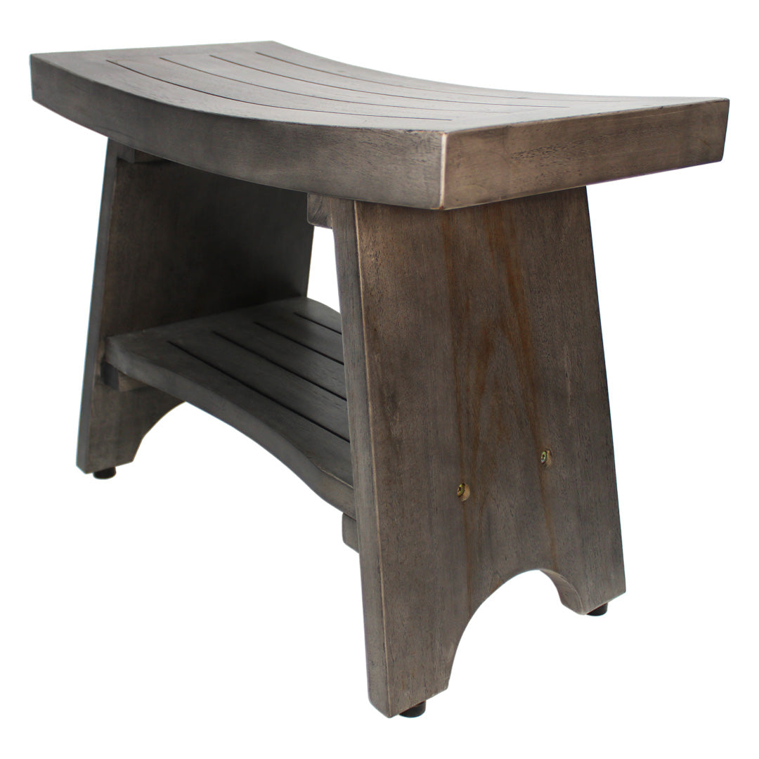 Coastal Vogue® Serenity® 24" Teak Wood Shower Bench in Antique Gray Finish