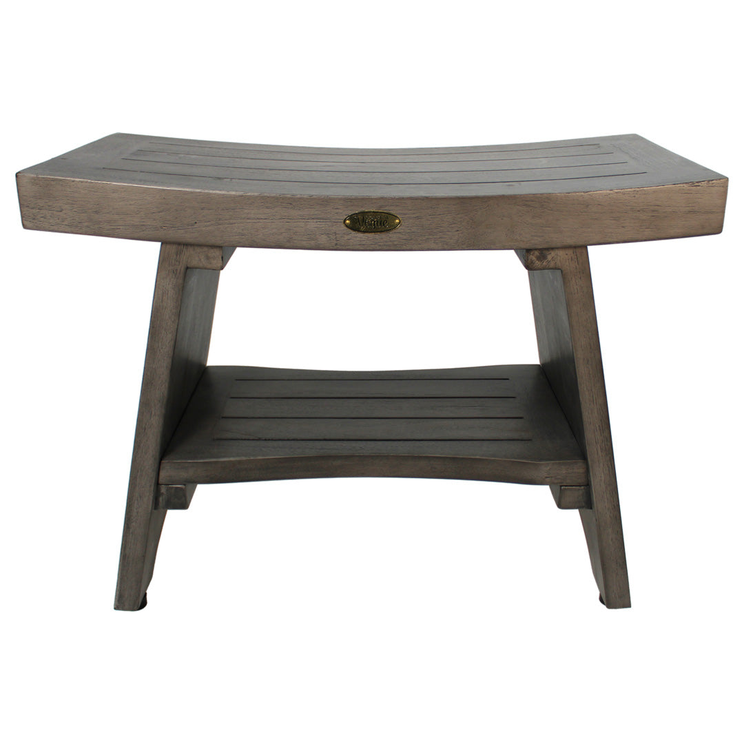 Coastal Vogue® Serenity® 24" Teak Wood Shower Bench in Antique Gray Finish