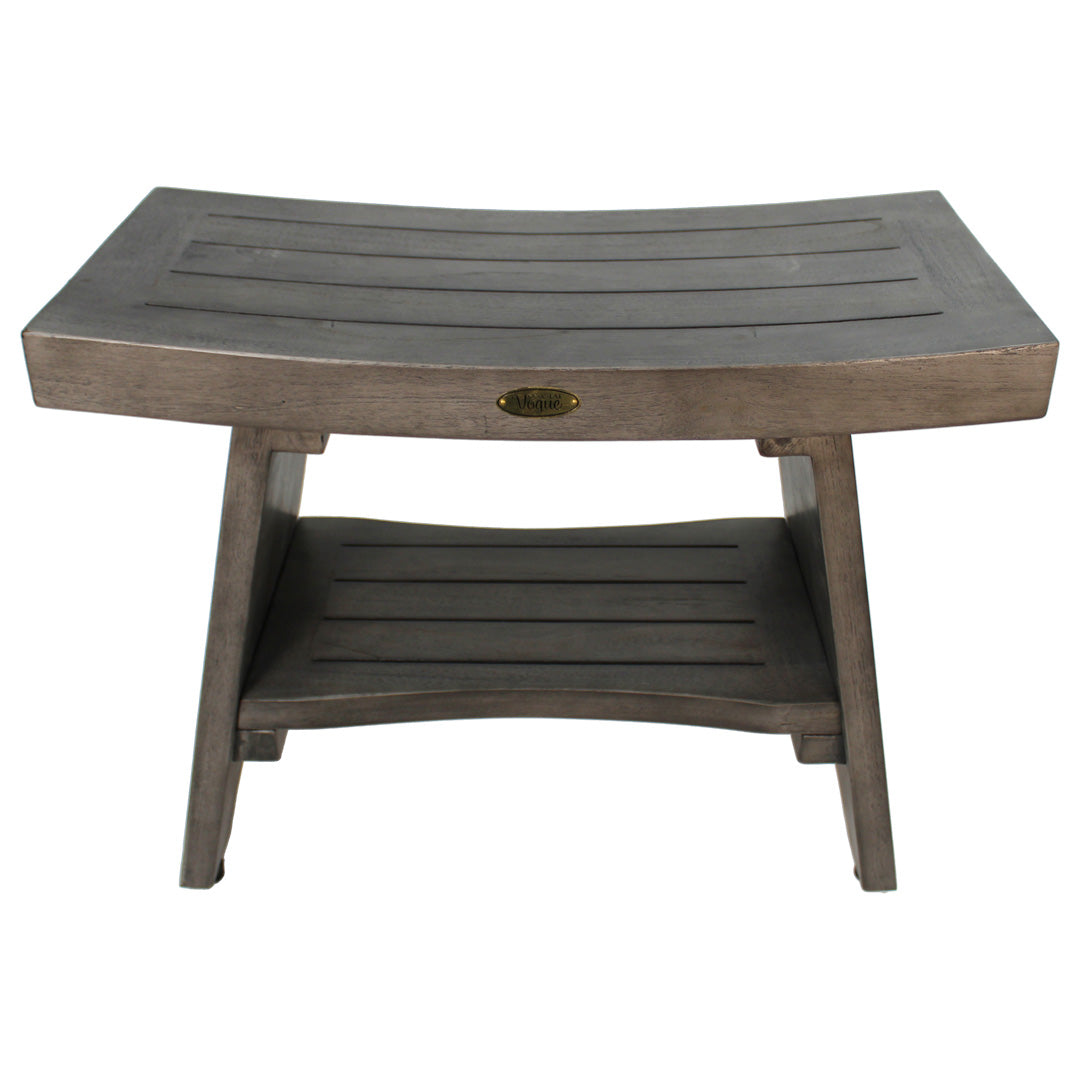 Coastal Vogue® Serenity® 24" Teak Wood Shower Bench in Antique Gray Finish