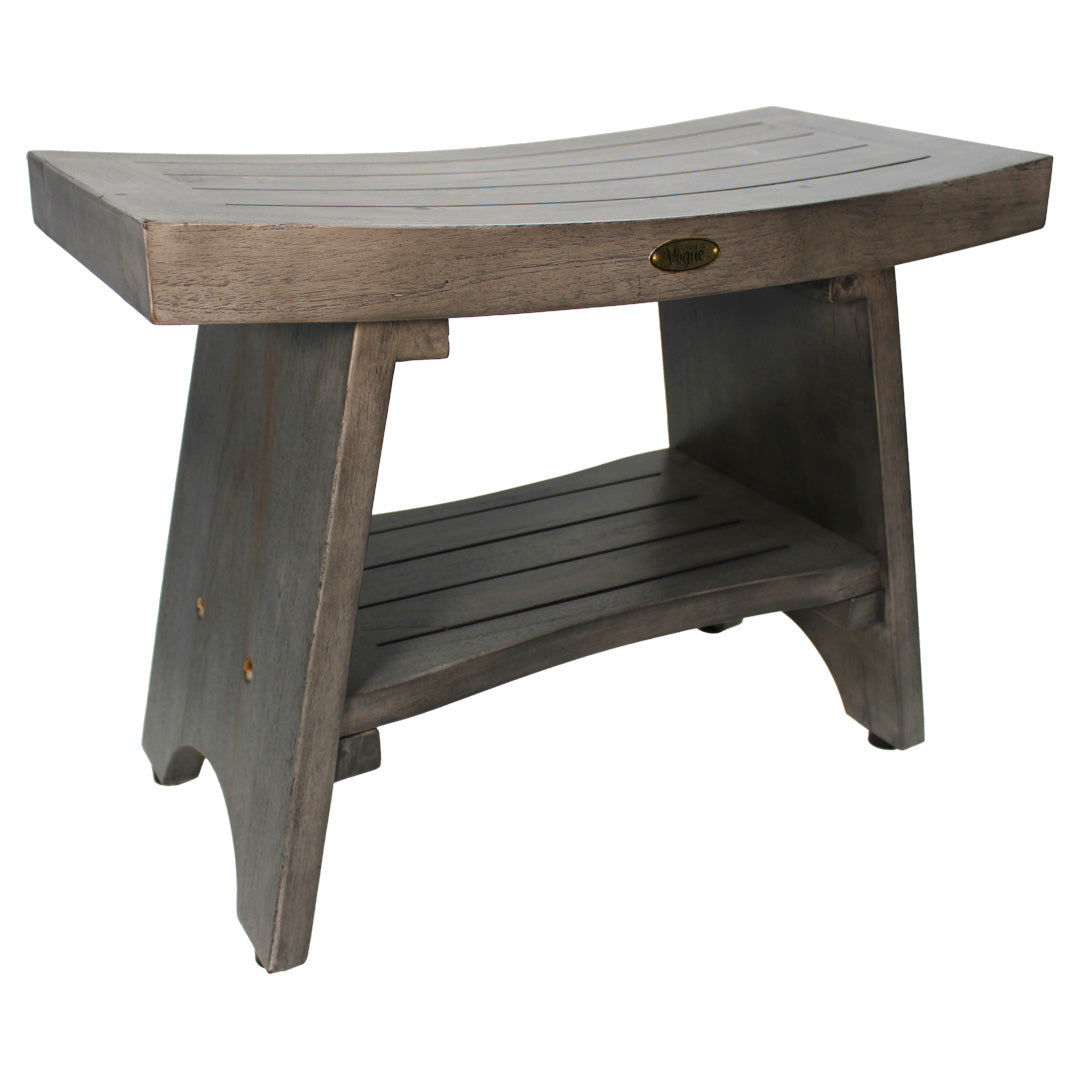 Coastal Vogue® Serenity® 24" Teak Wood Shower Bench in Antique Gray Finish