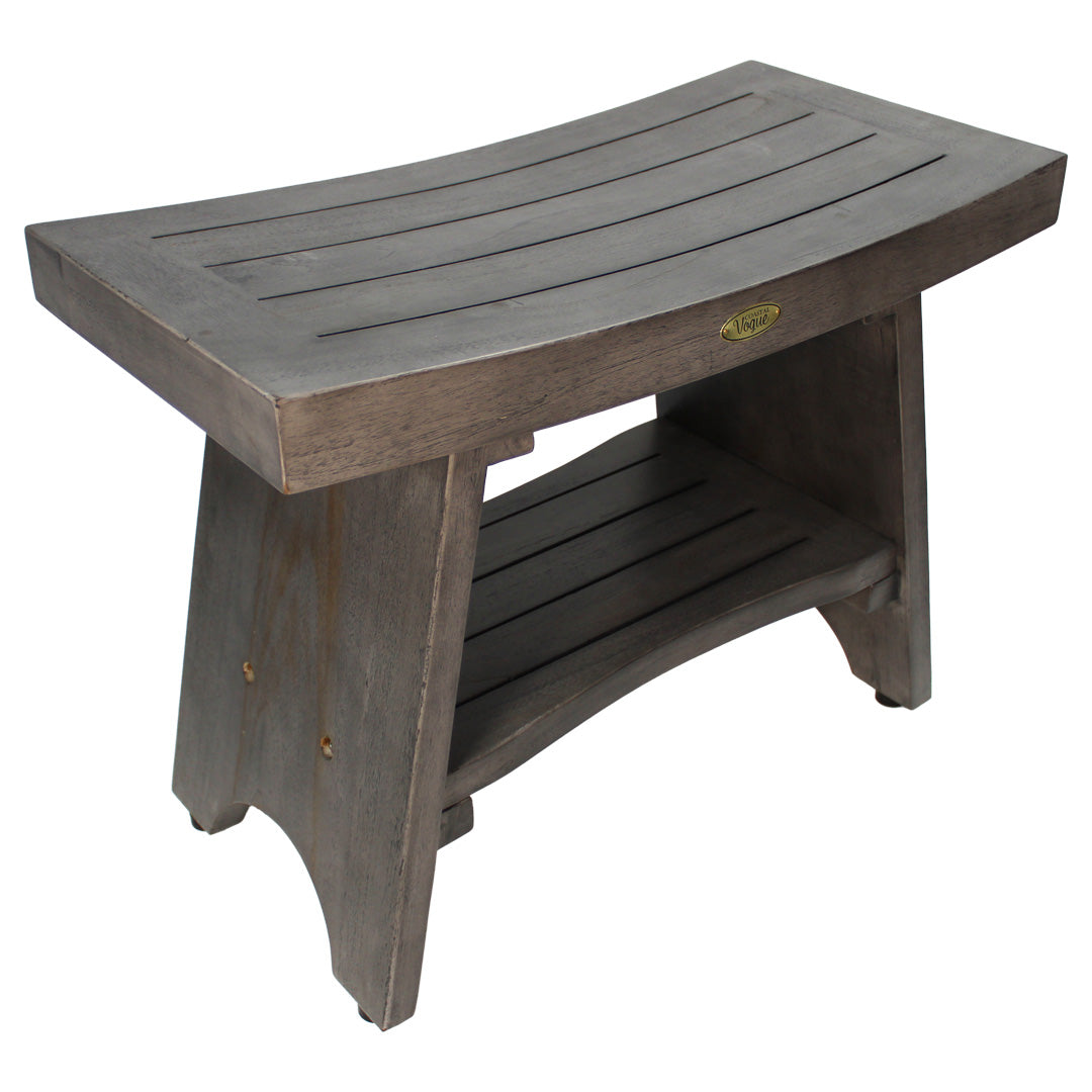 Coastal Vogue® Serenity® 24" Teak Wood Shower Bench in Antique Gray Finish