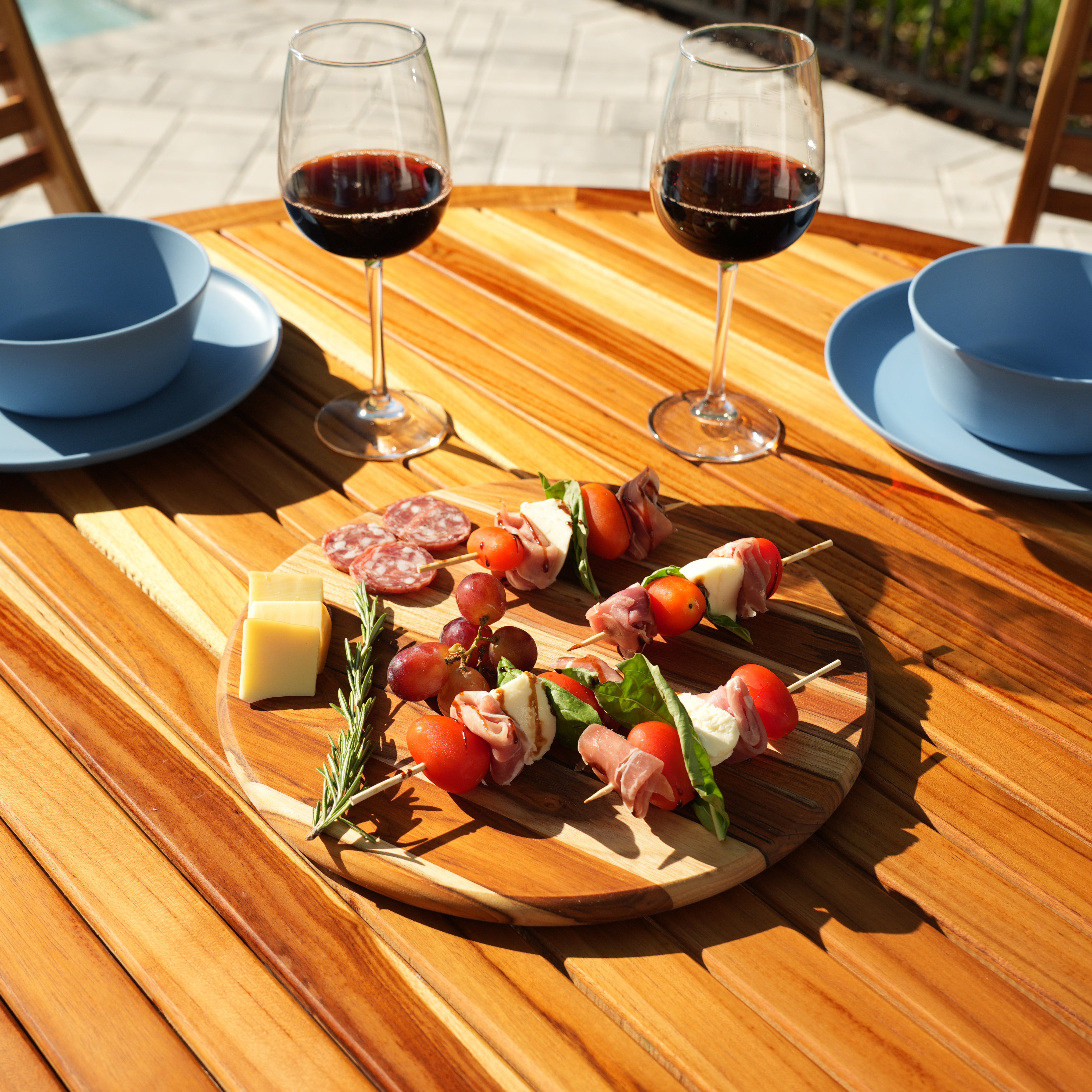 EcoDecors 12" Round Solid Teak Cutting Board, FSC Certified, Premium Wood Carving Board for Kitchen