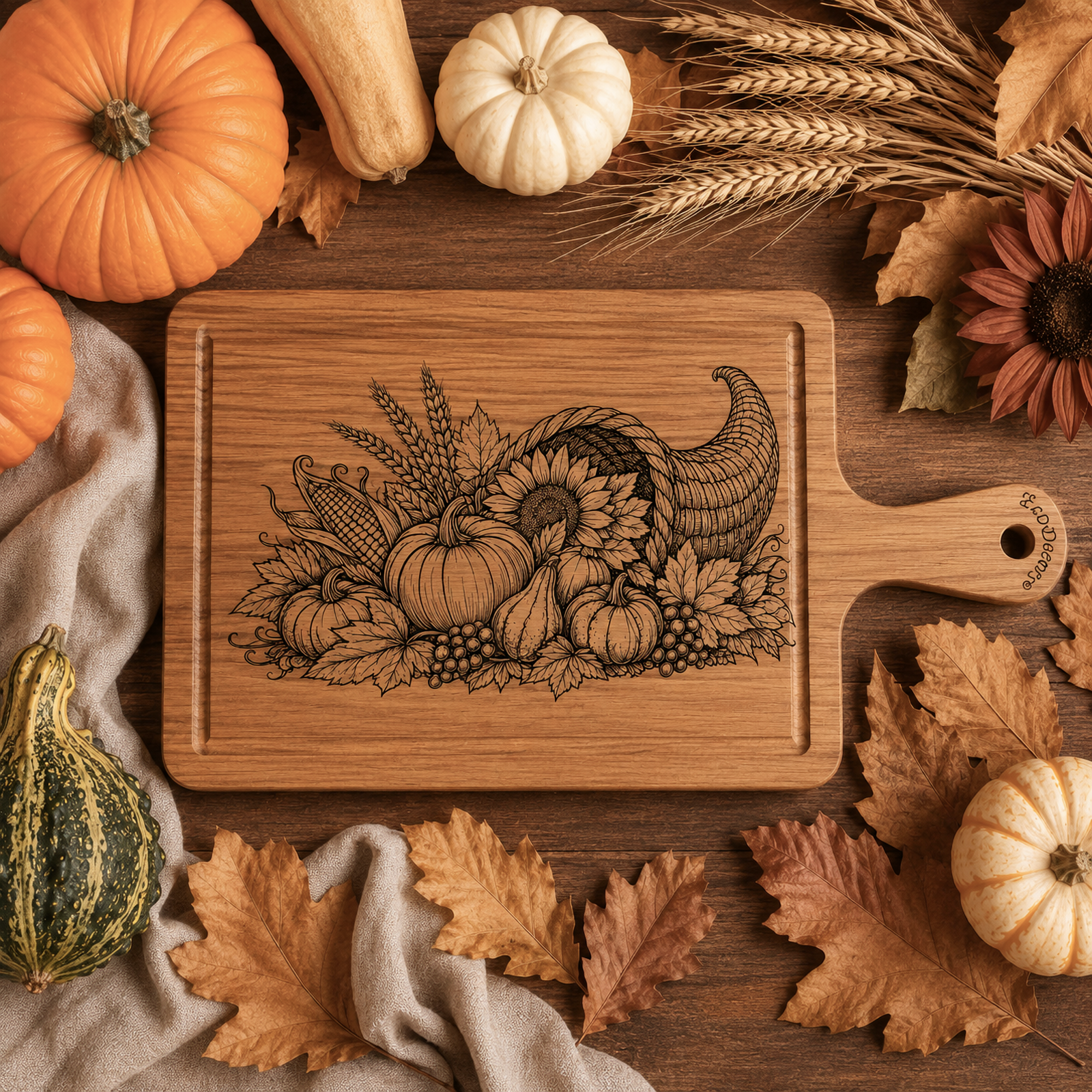 Autumn Harvest Cornucopia Charcuterie Board