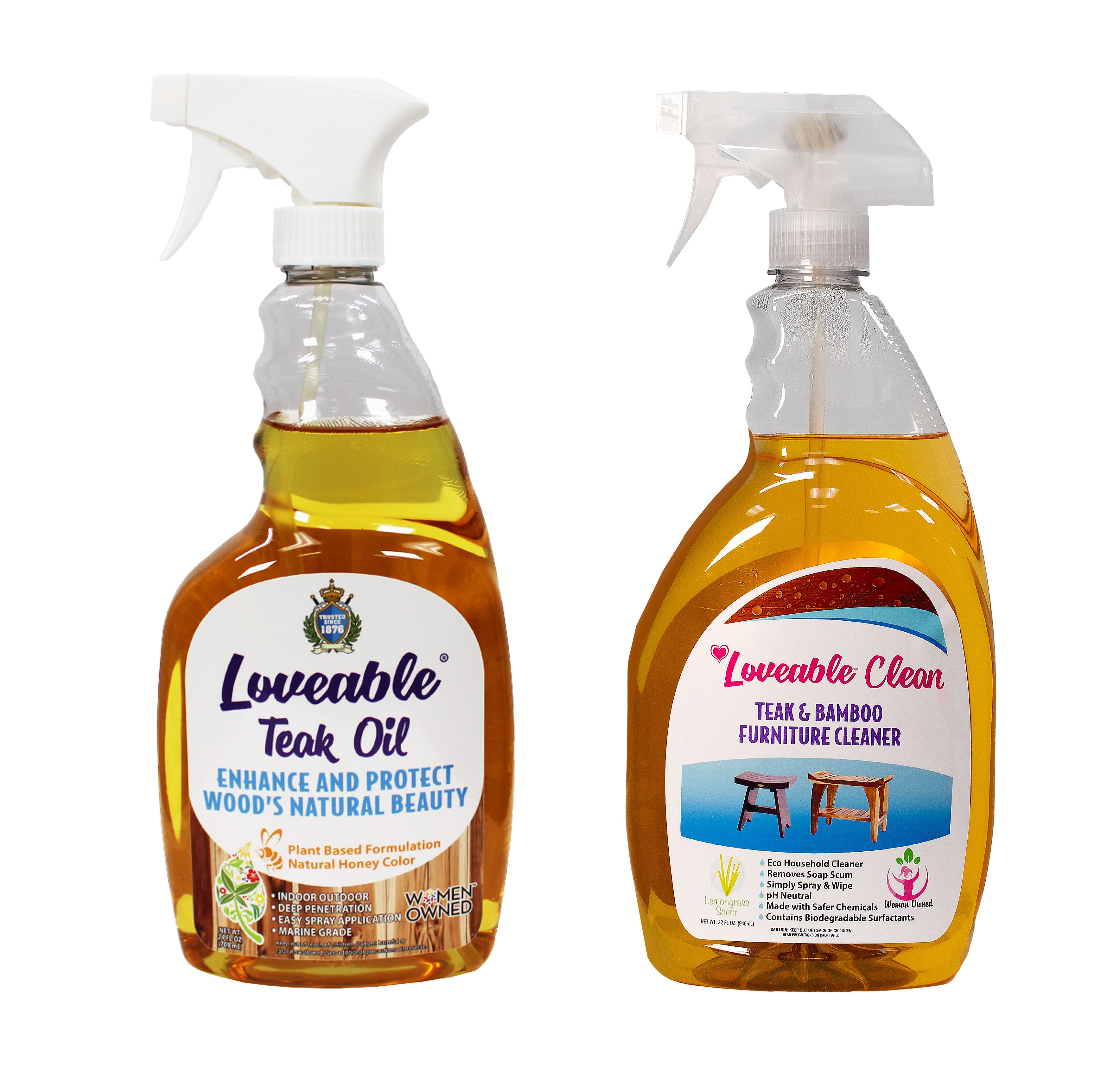 Loveable® 24oz Teak oil and 32oz Teak Cleaner Bottle Combo