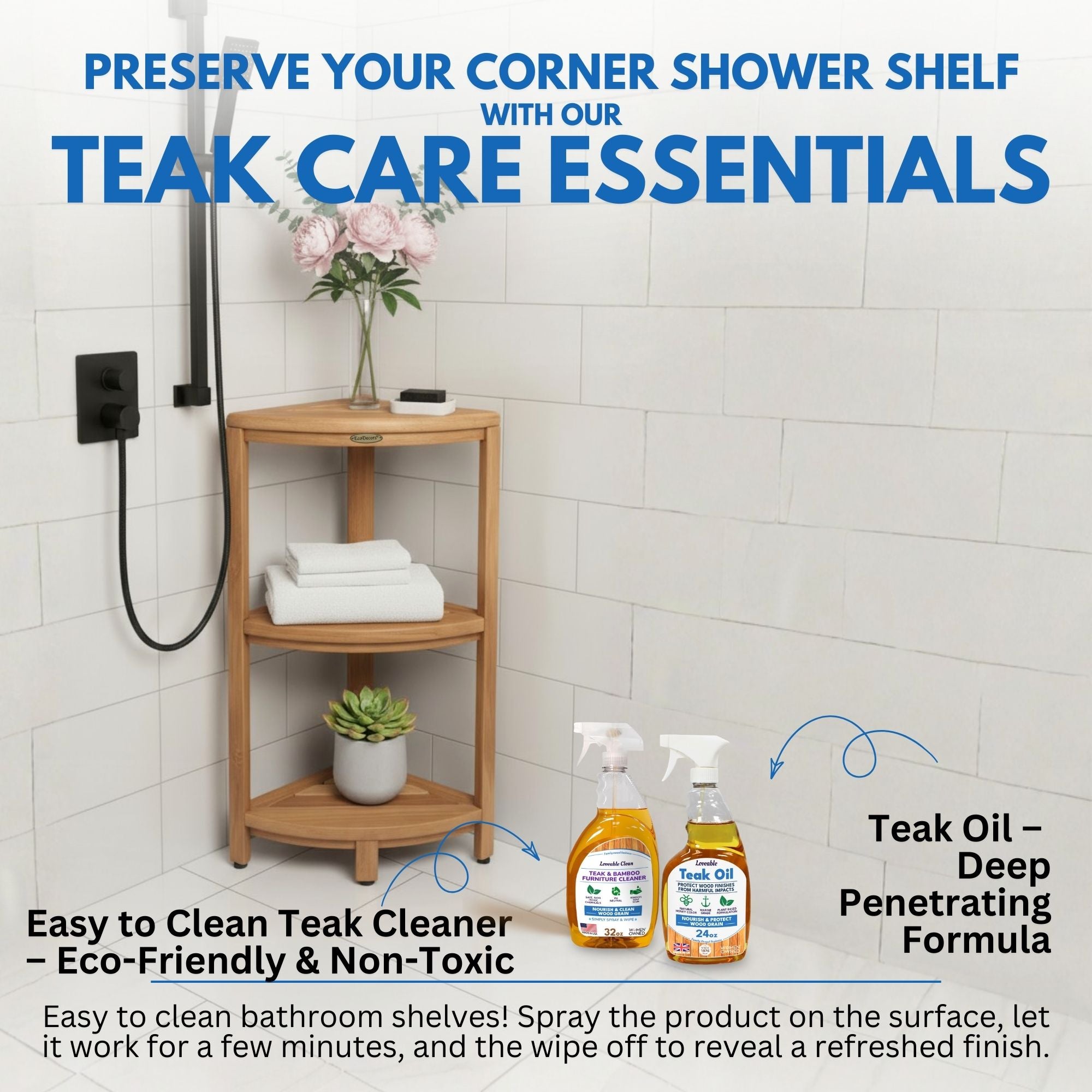EcoDecors® SnazzyCorner® 27.5"H Teak Wood 3-Tier Corner Shelf – EarthyTeak Finish