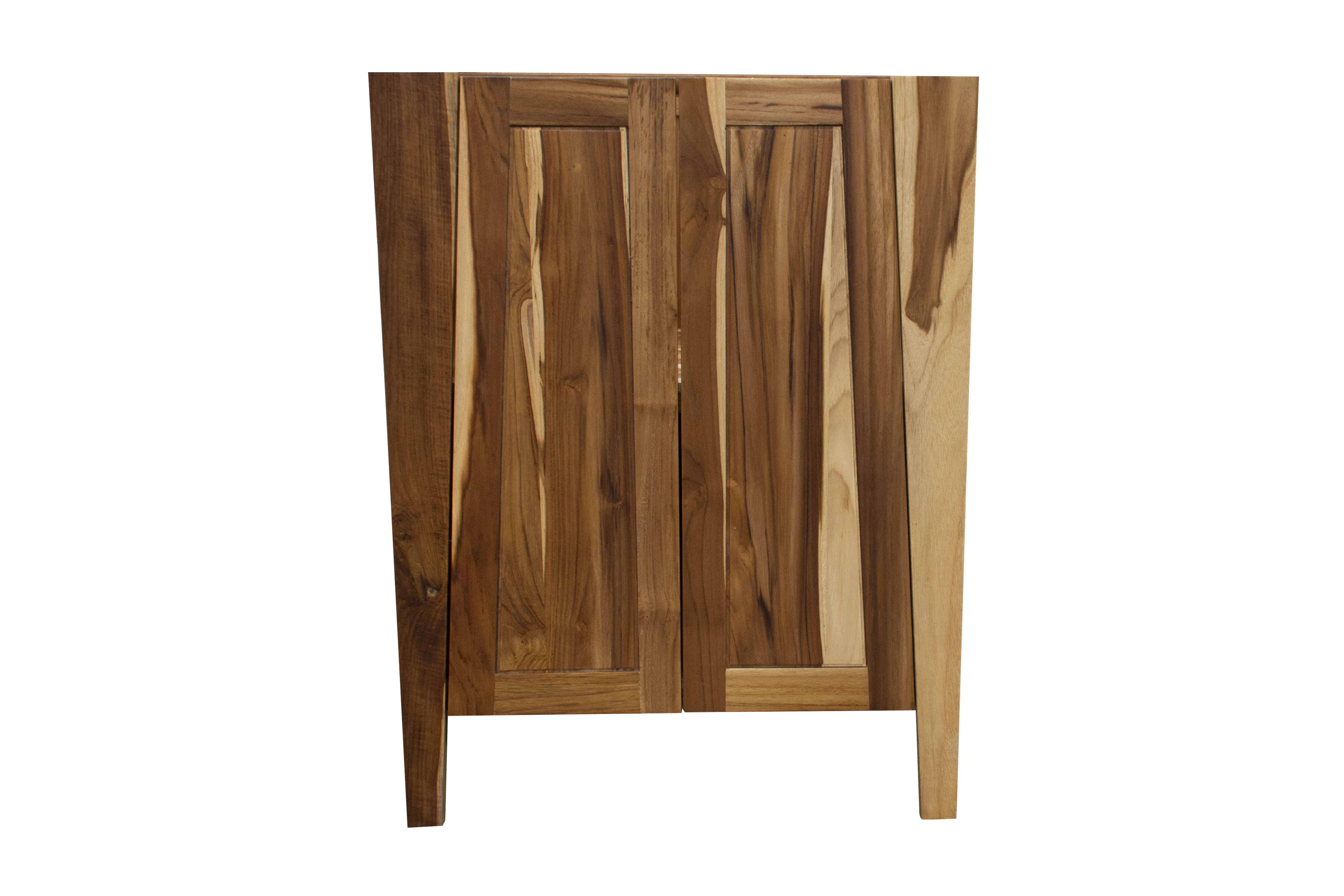 EcoDecors® Significado® 24" Teak Wood  Bathroom Vanity - Signifiacado® 12”L Modular Compact Side Vanity with Door -Significado® 24" x 35" Teak Wood Wall Mirror