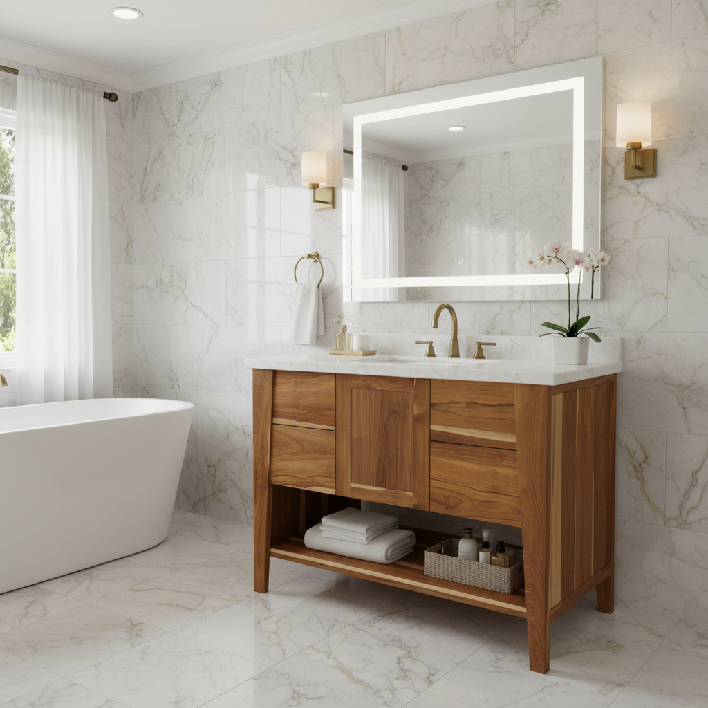 EcoDecors® Significado® 36" Teak Wood Free Standing Bathroom Vanity in EarthyTeak Finish