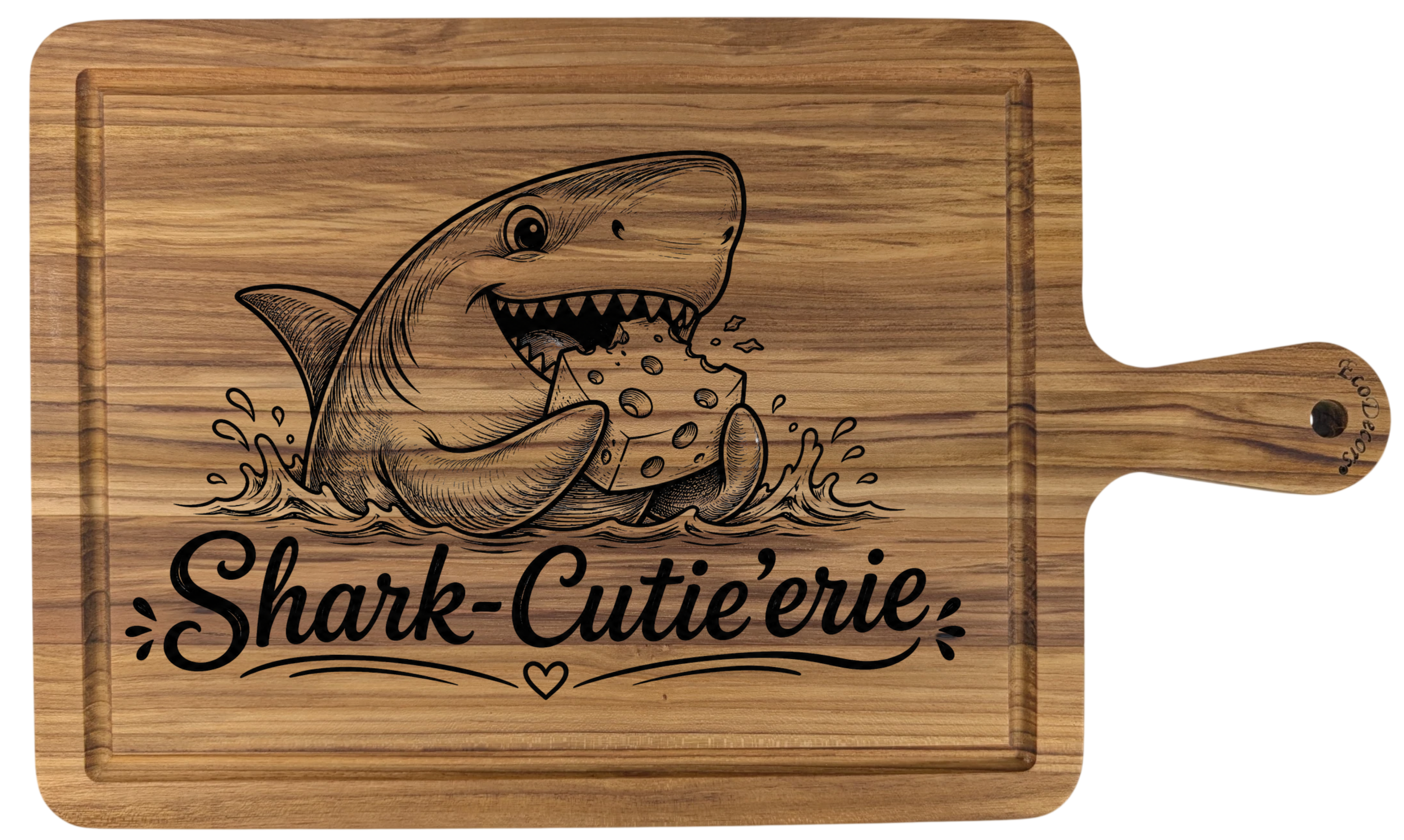 Funny Shark Charcuterie Board with Laser Engraved Shark Design