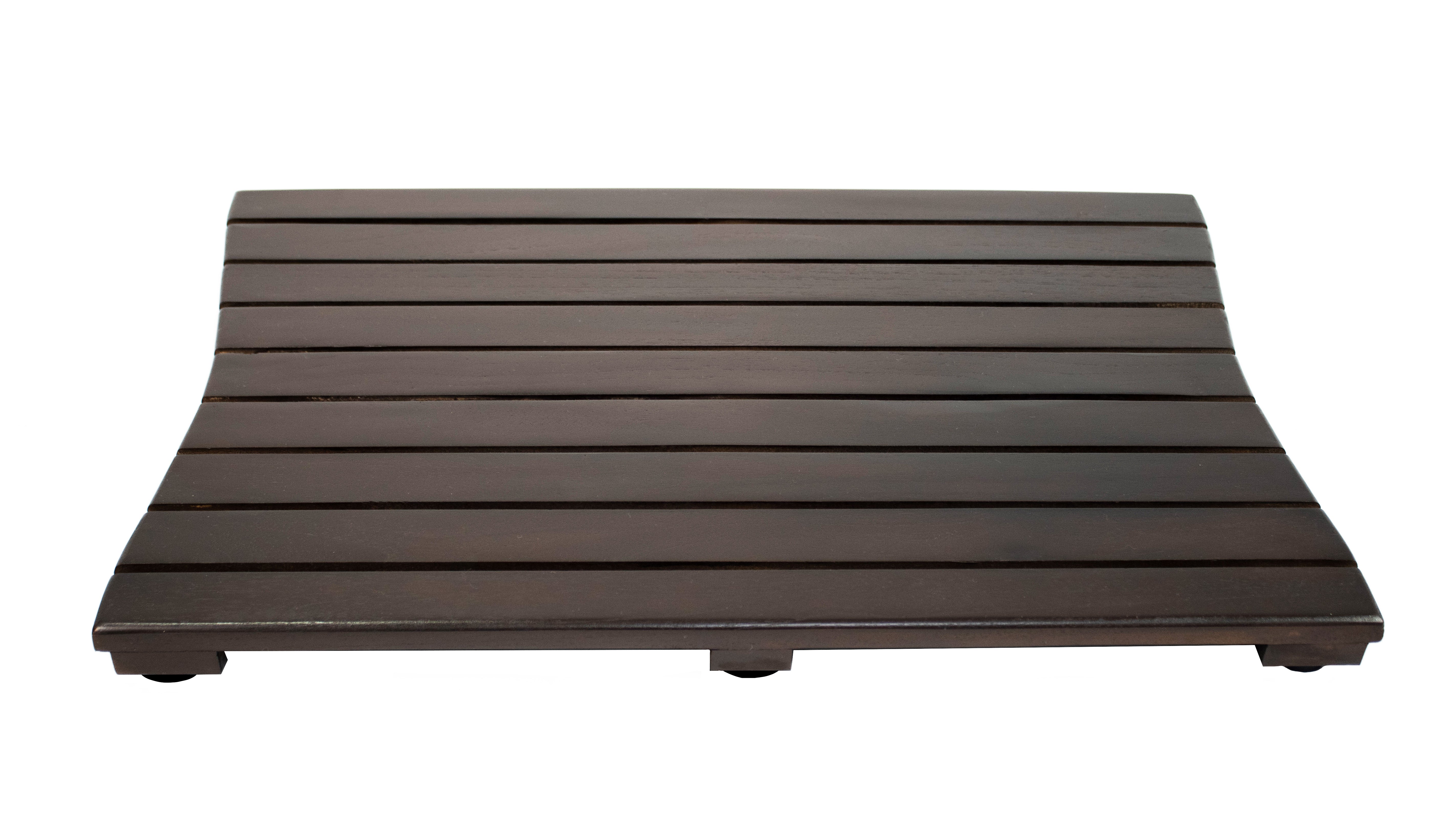 Eleganto® 34” Teak Bath Tray and Seat in EarthyTeak® Finish - DecoTeak® Eleganto® 23”W Teak Floor Mat in a Woodland Brown Finish