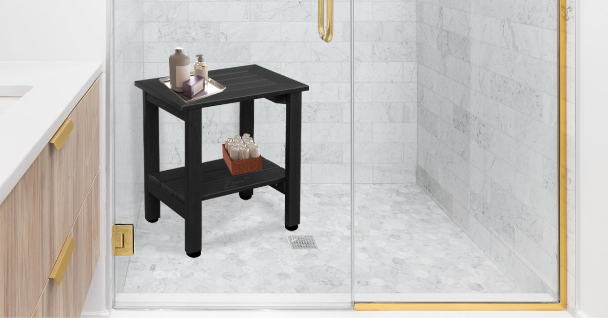 Zen® Black Faux Wood Shower Bench