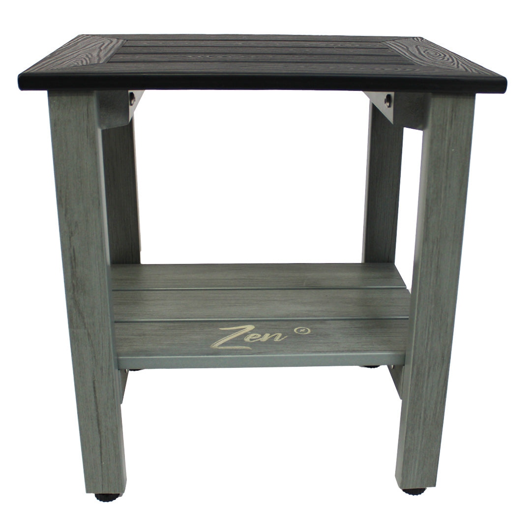 Zen® Gray Frame-Black Seat Faux Wood Shower Bench