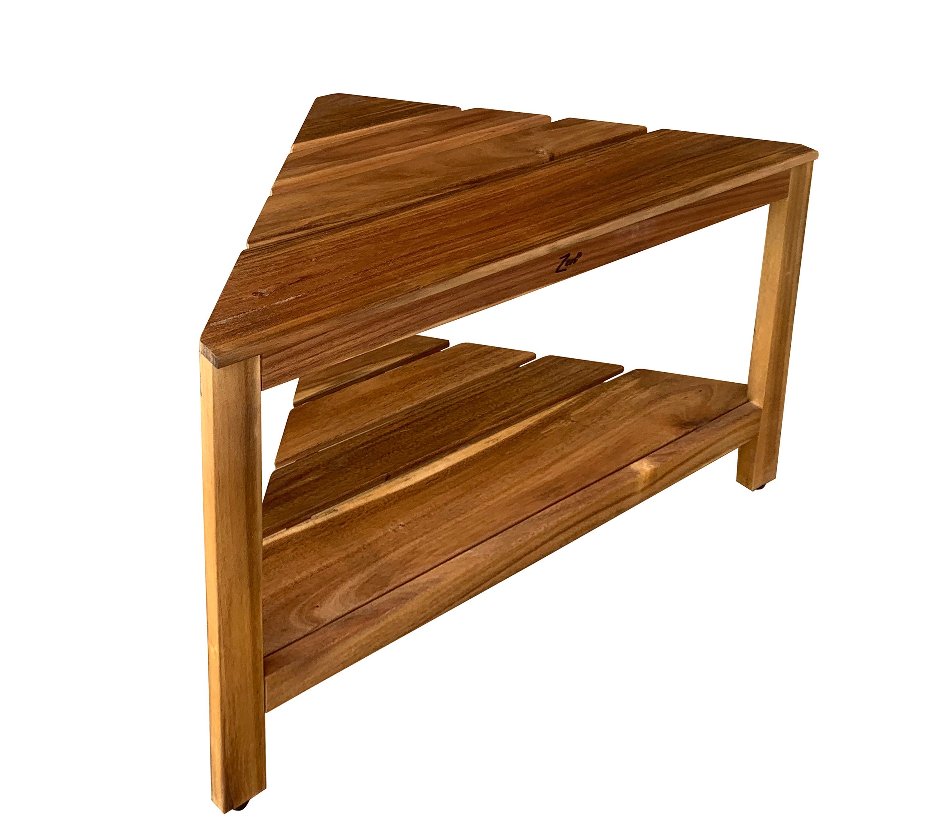 Zen® Acacia Wood 22” Compact Corner Shaving Stool with Shelf
