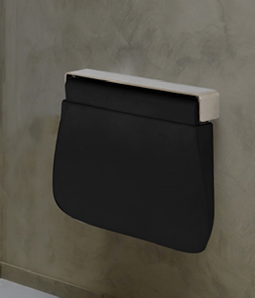 Black Tuck Fold Away Shower Seat- Soft Polyurethane Seat Shower Chair With Stainless Frame
