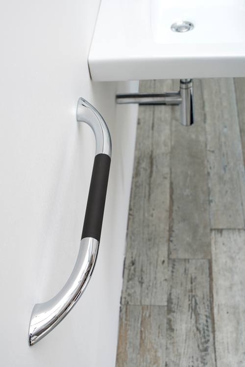 Chroma Silver Aluminum with Black Soft Grip Grab Bar