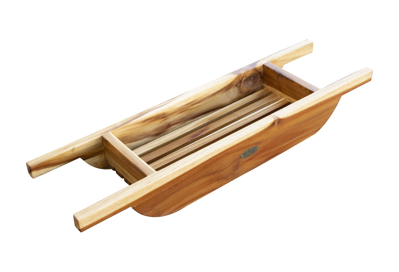 EcoDecors® Eleganto® 29" Teak Wood Bath Caddy in EarthyTeak Finish