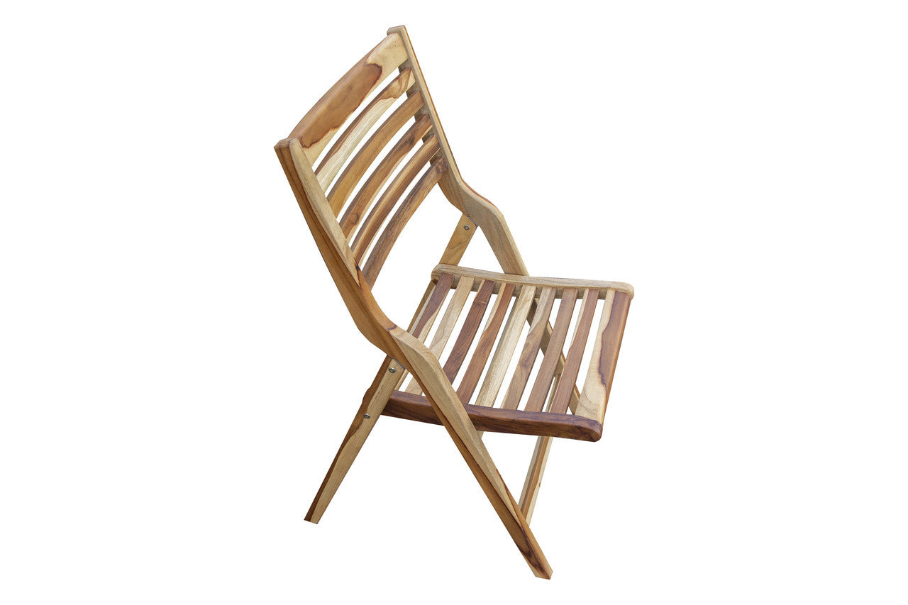 EcoDecors Mid-Century Modern Teak Wood Folding Chair in EarthyTeak Finish