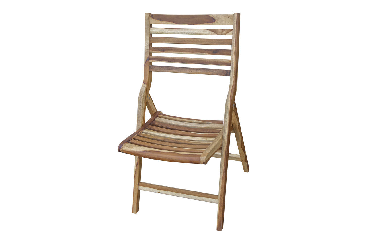 EcoDecors Mid-Century Modern Teak Wood Folding Chair in EarthyTeak Finish