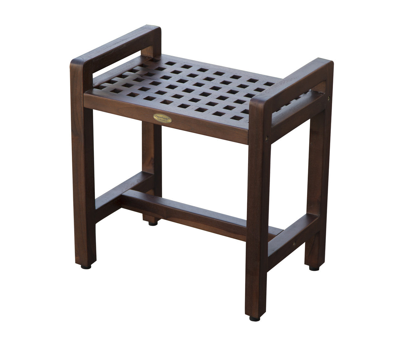 DecoTeak Espalier 20" Teak Wood Shower Bench with LiftAide Arms in Woodland Brown Finish