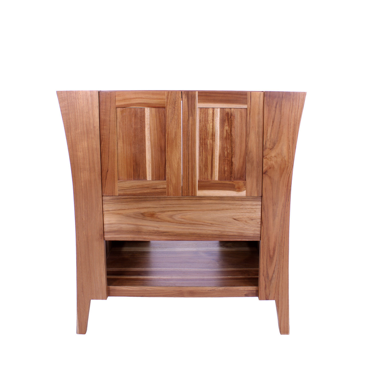 EcoDecors® Curvature® 30" Teak Wood Free Standing Bathroom Vanity in EarthyTeak® Finish