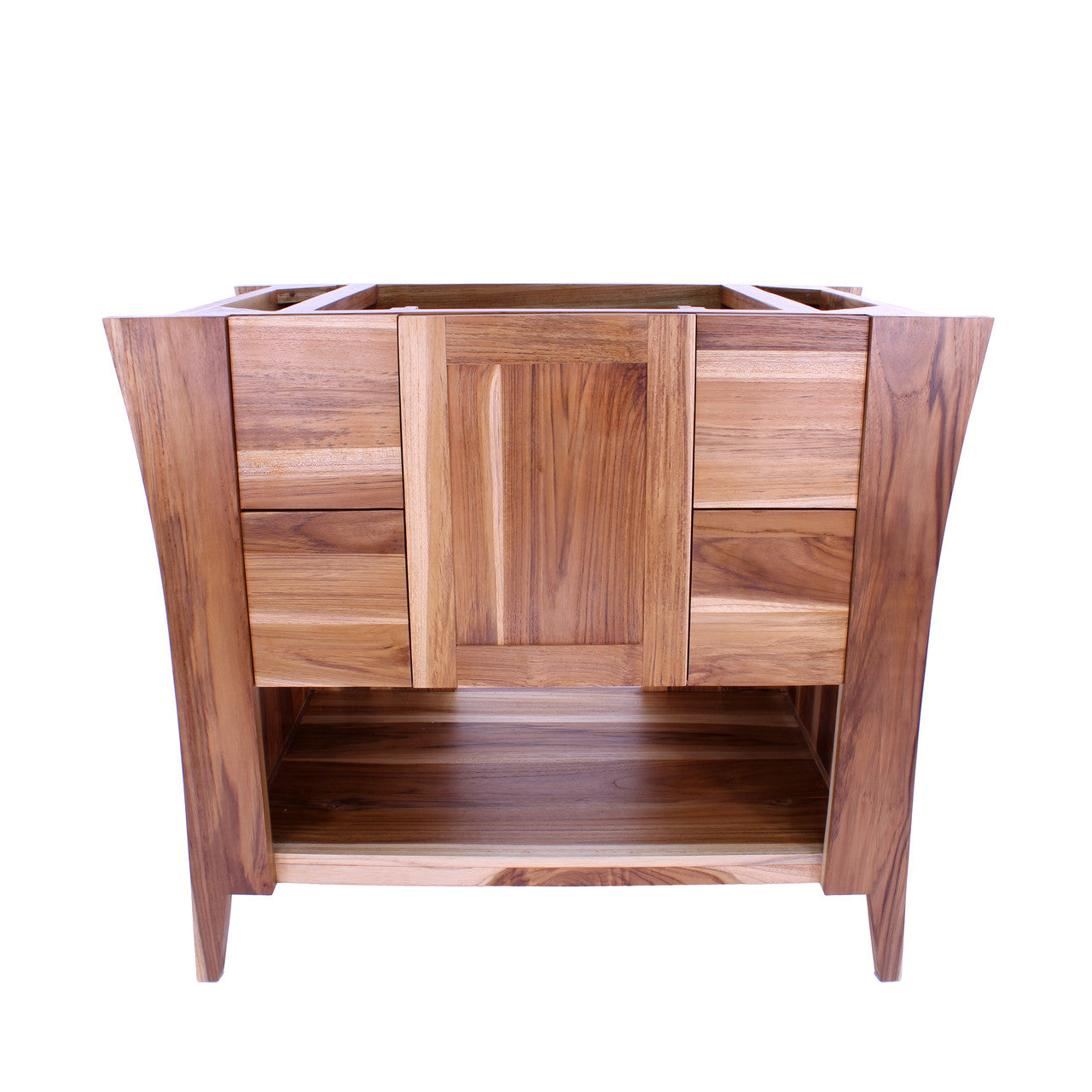 EcoDecors® Curvature® 36" Teak Wood Free Standing Bathroom Vanity in EarthyTeak® Finish