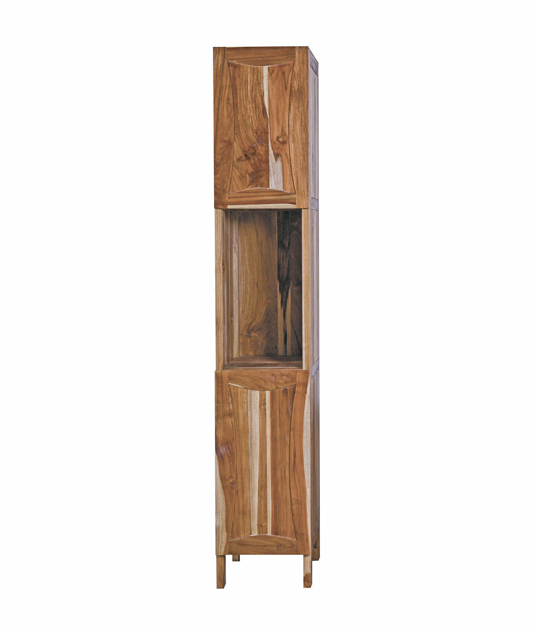 EcoDecors® Curvature® 79" Teak Wood Free Standing Linen Tower in EarthyTeak® Finish