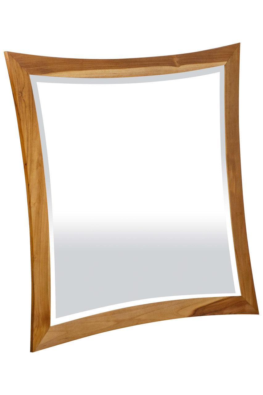 EcoDecors® Curvature® 36" x 35" Teak Wood Wall Mirror in EarthyTeak® Finish