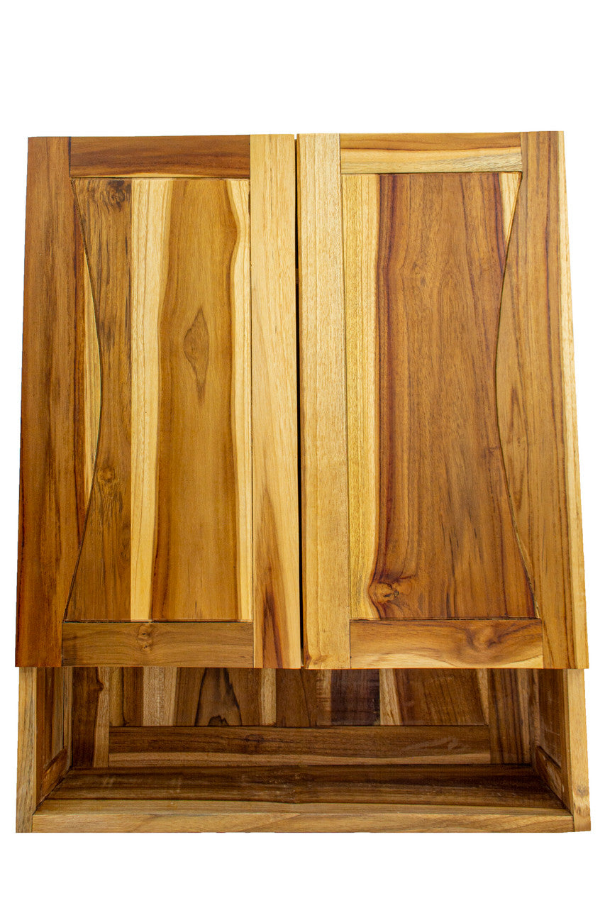 EcoDecors® Curvature® 24" Teak Wood Wall Cabinet in EarthyTeak® Finish