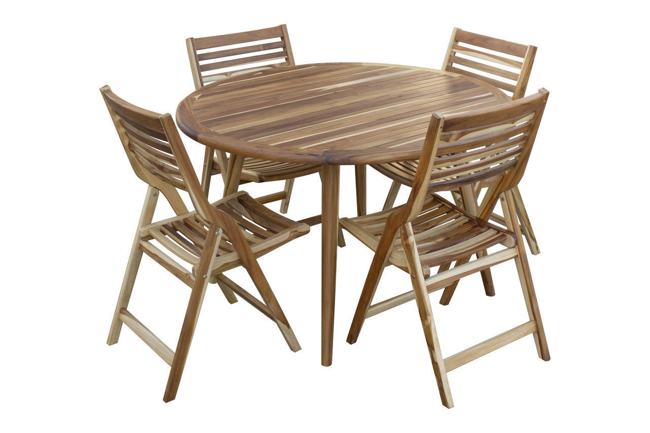 EcoDecors® Mid-Century Modern 48" Teak Wood Round Table in EarthyTeak Finish