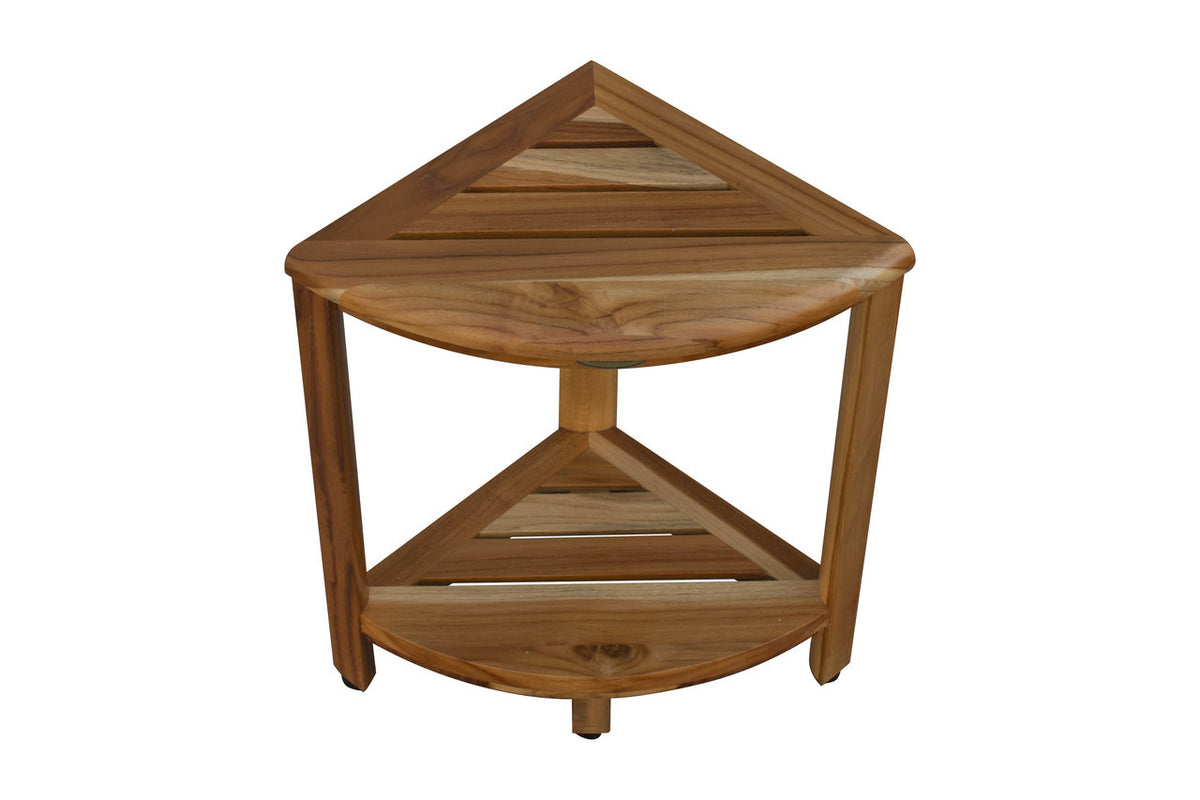 Mensola Angolare EcoDecors Oasis In Teak Massello Per Doccia O Bagno – 2 Ripiani, Colore Naturale, Piedini Regolabili, Già Montata - 5