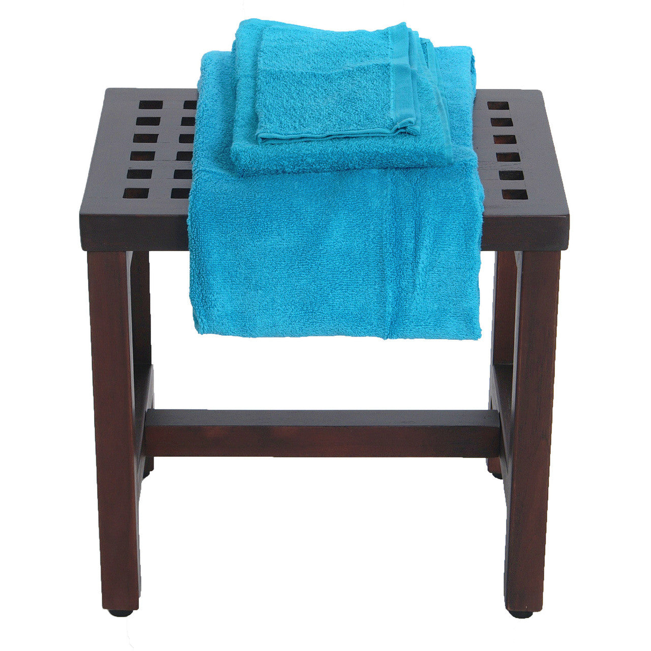 DecoTeak® Espalier® 18" Teak Wood Shower Bench in Woodland Brown Finish