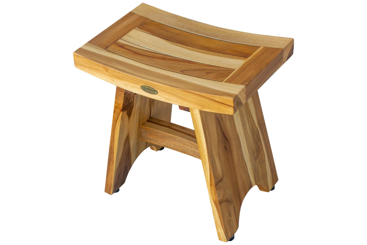 EcoDecors Serenity™ 18 inch Eastern Style Teak Shower Stool