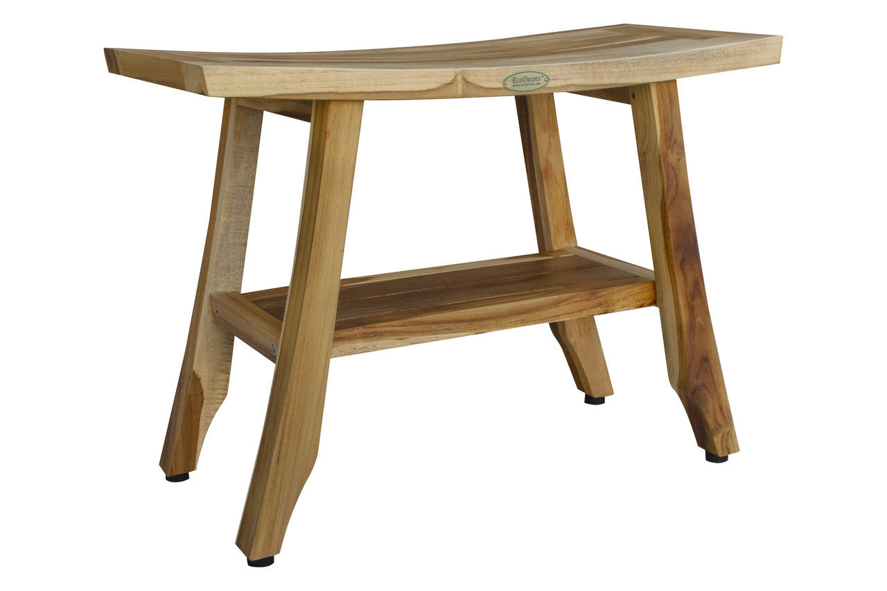 EcoDecors Satori™ 24 inch Teak Shower Bench with Shelf