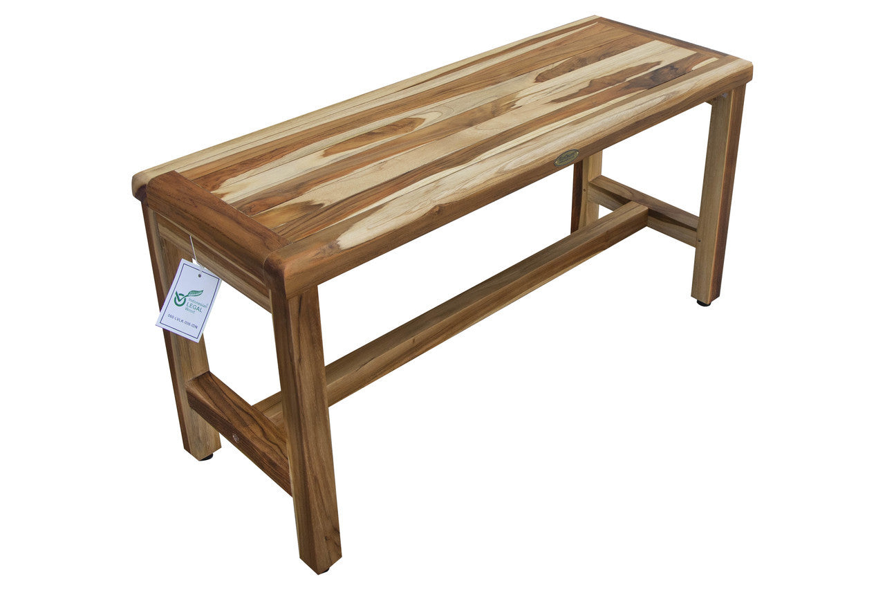 EcoDecors® Eleganto® 35" Teak Wood Shower Bench in EarthyTeak Finish