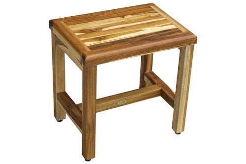 EcoDecors® Eleganto® 18" Teak Wood Shower Bench in EarthyTeak Finish