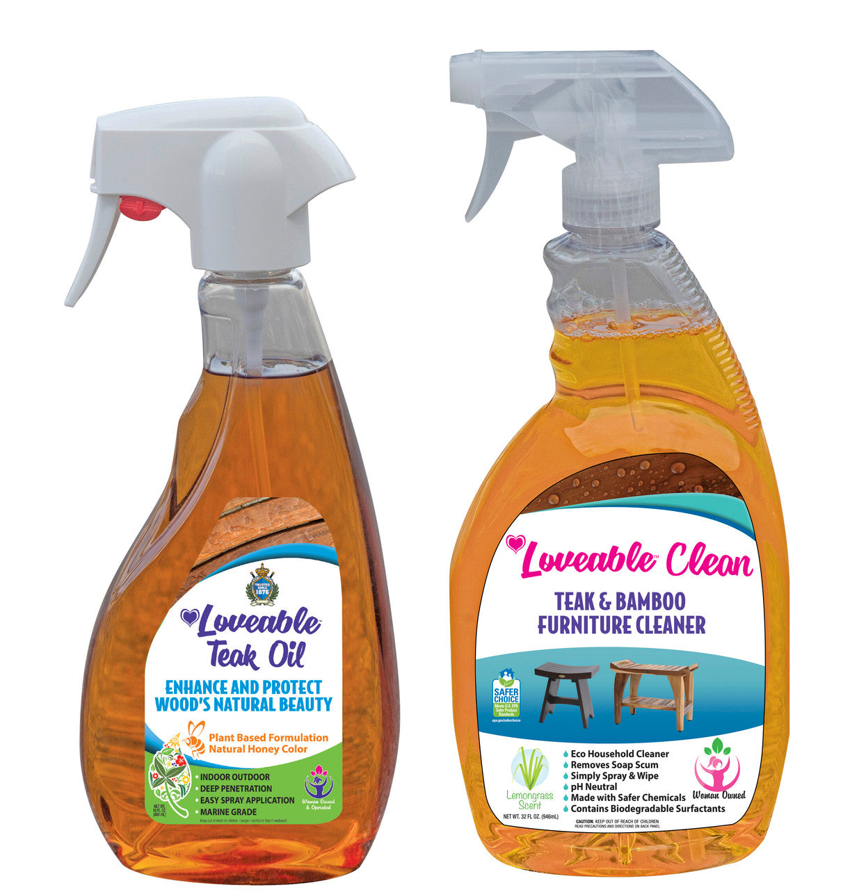 Loveable® 16oz Teak oil and 32oz Teak Cleaner Bottle Combo