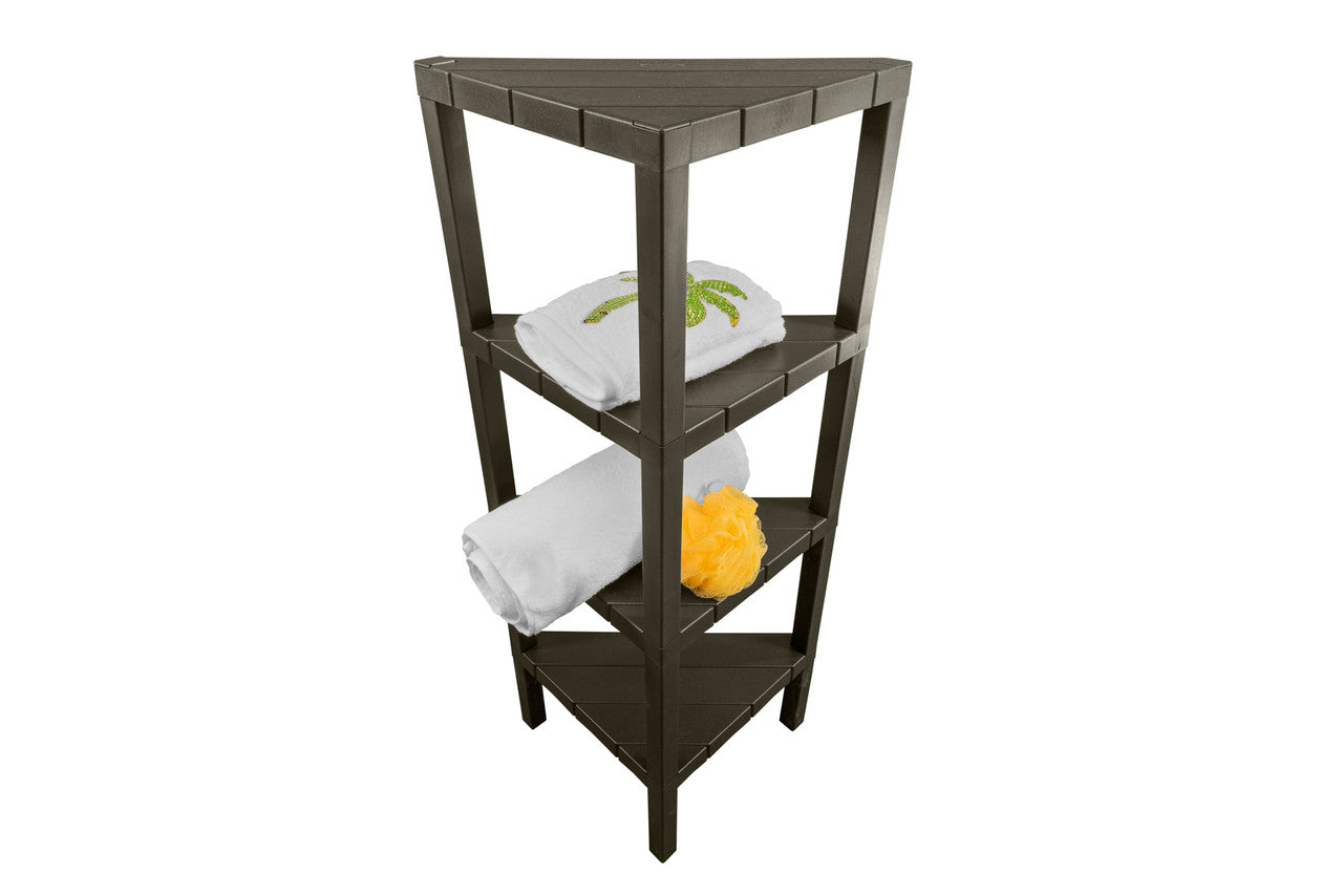 Tatay Lombok 39in Tall FlexiCorner ShowerShelf TT1703 in a Brown Finish