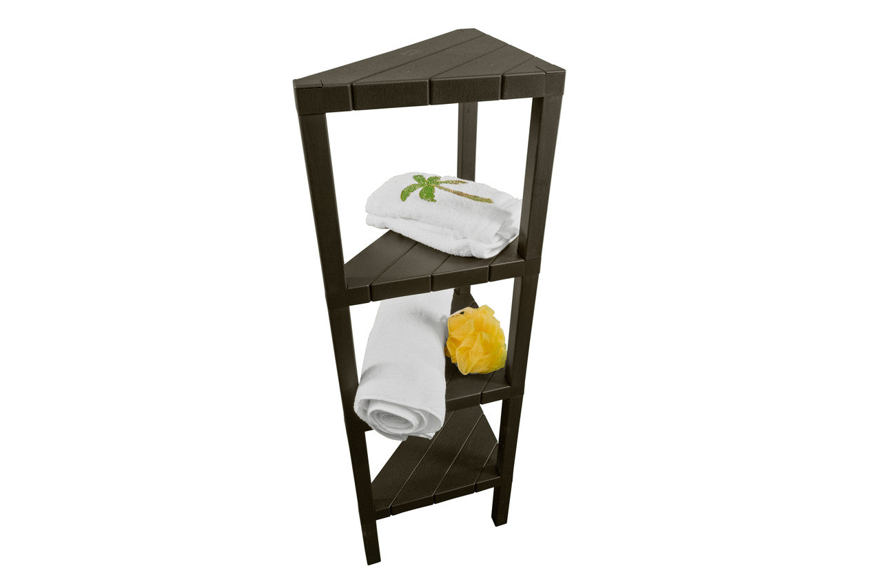 Tatay Lombok 39in Tall FlexiCorner ShowerShelf TT1703 in a Brown Finish