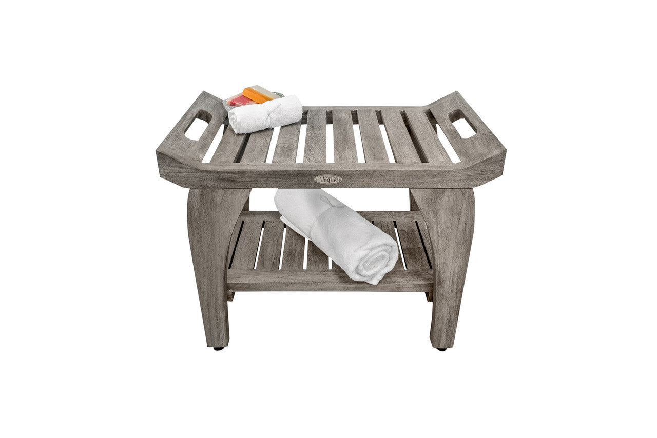 Gray teak shower bench discount