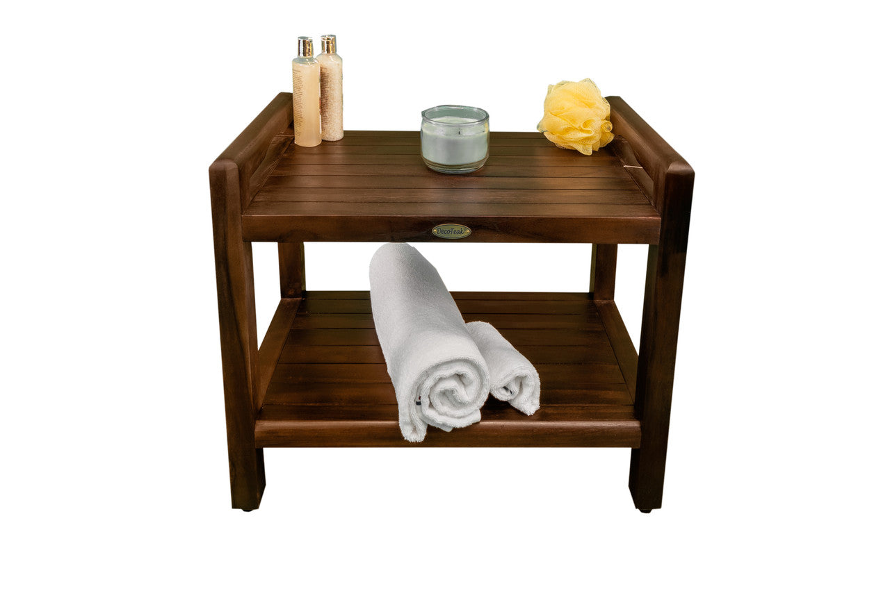Aqua teak teak corner shower stool with 2025 shelf