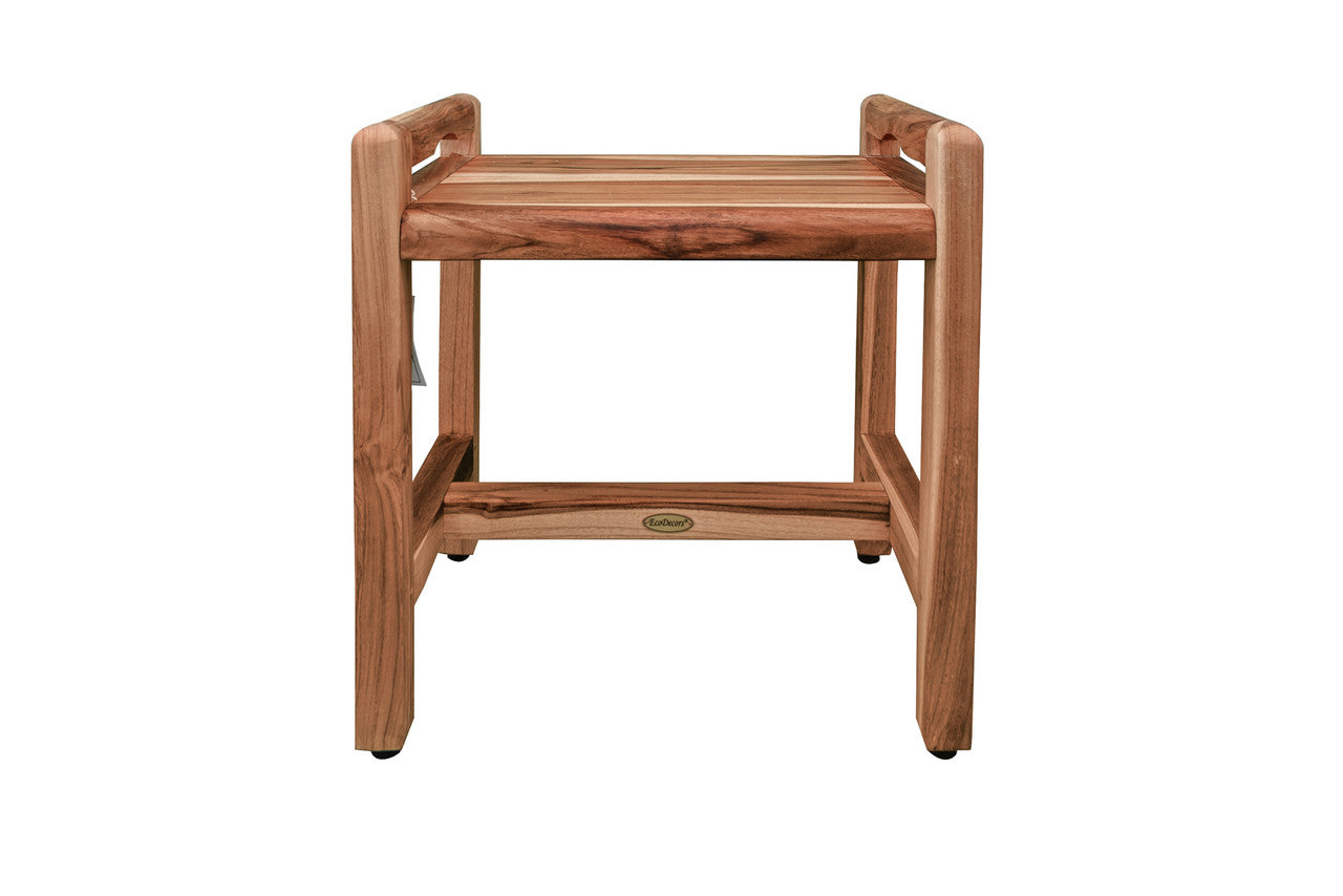 EcoDecors® Eleganto® 20" Teak Wood Shower Bench with LiftAide® Arms in EarthyTeak Finish