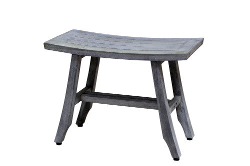 CoastalVogue® Satori® 24" Teak Wood Shower Bench in Antique Gray Finish