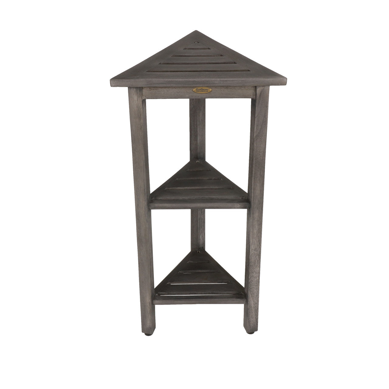 CoastalVogue® FlexiCorner® 32" Teak Wood 3-Tier Corner Shelf in Antique Gray Finish