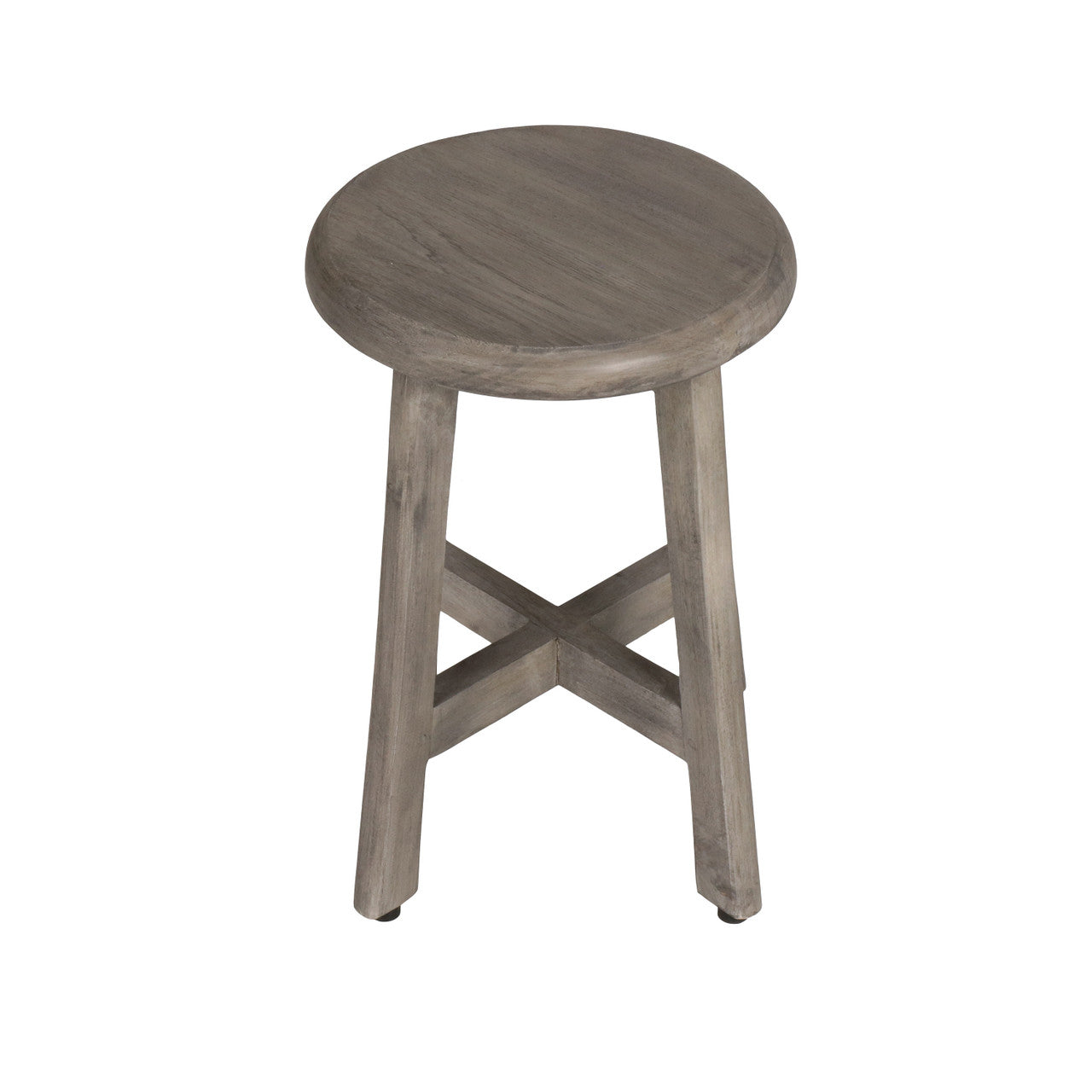 DecoTeak® Shoji® 18" Teak Wood Shower Stool with 12" Round Seat in Antique Gray Finish